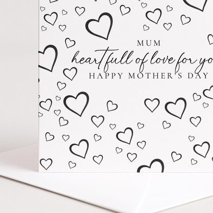 Mother's Day Card – Personalised Mum Card with Black Heart Design & Warm Message