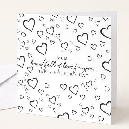 Mother's Day Card – Personalised Mum Card with Black Heart Design & Warm Message