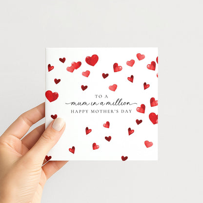 Mothers Day Card – Personalised Mum Greeting Card With Heart Design & Matte Finish