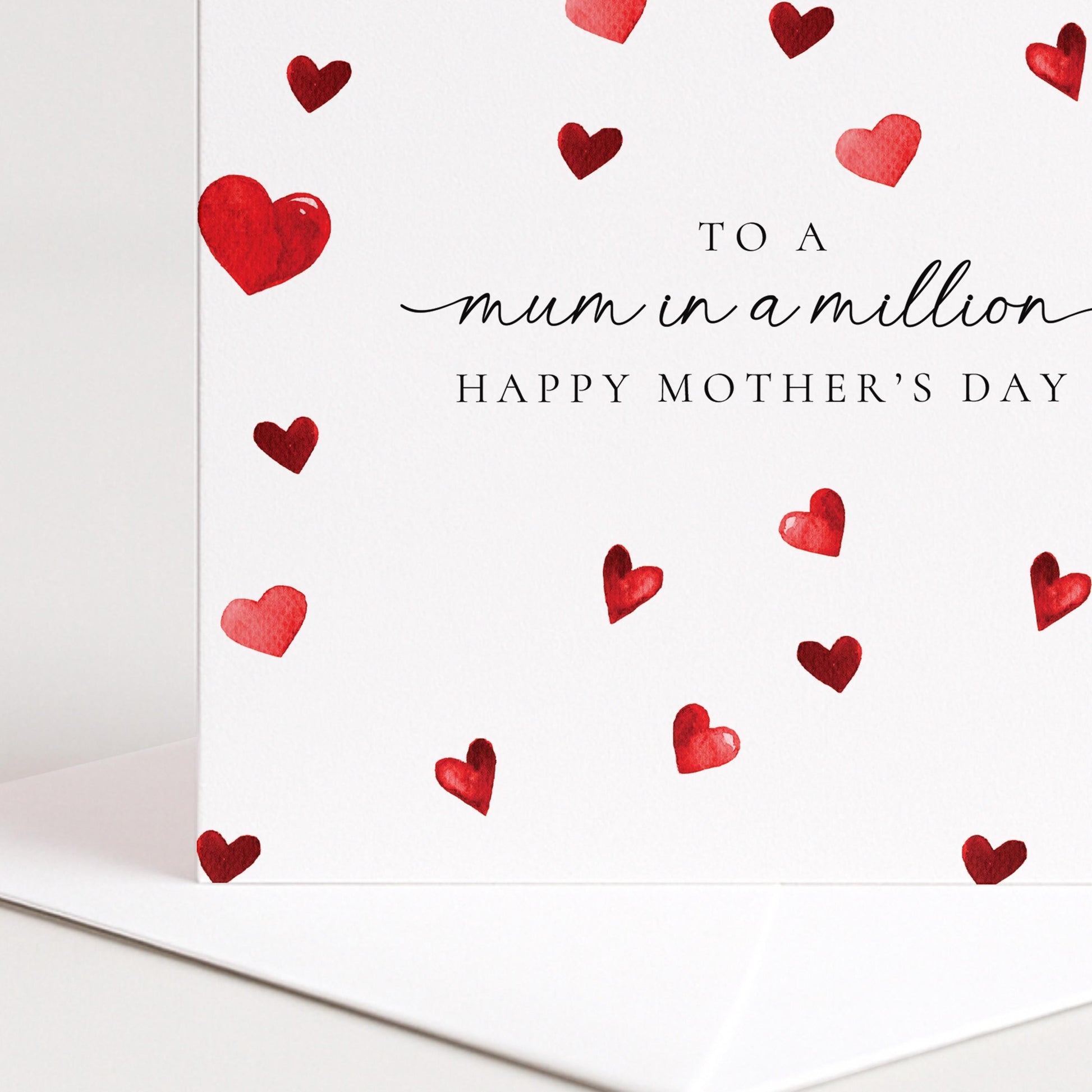 Mothers Day Card – Personalised Mum Greeting Card With Heart Design & Matte Finish