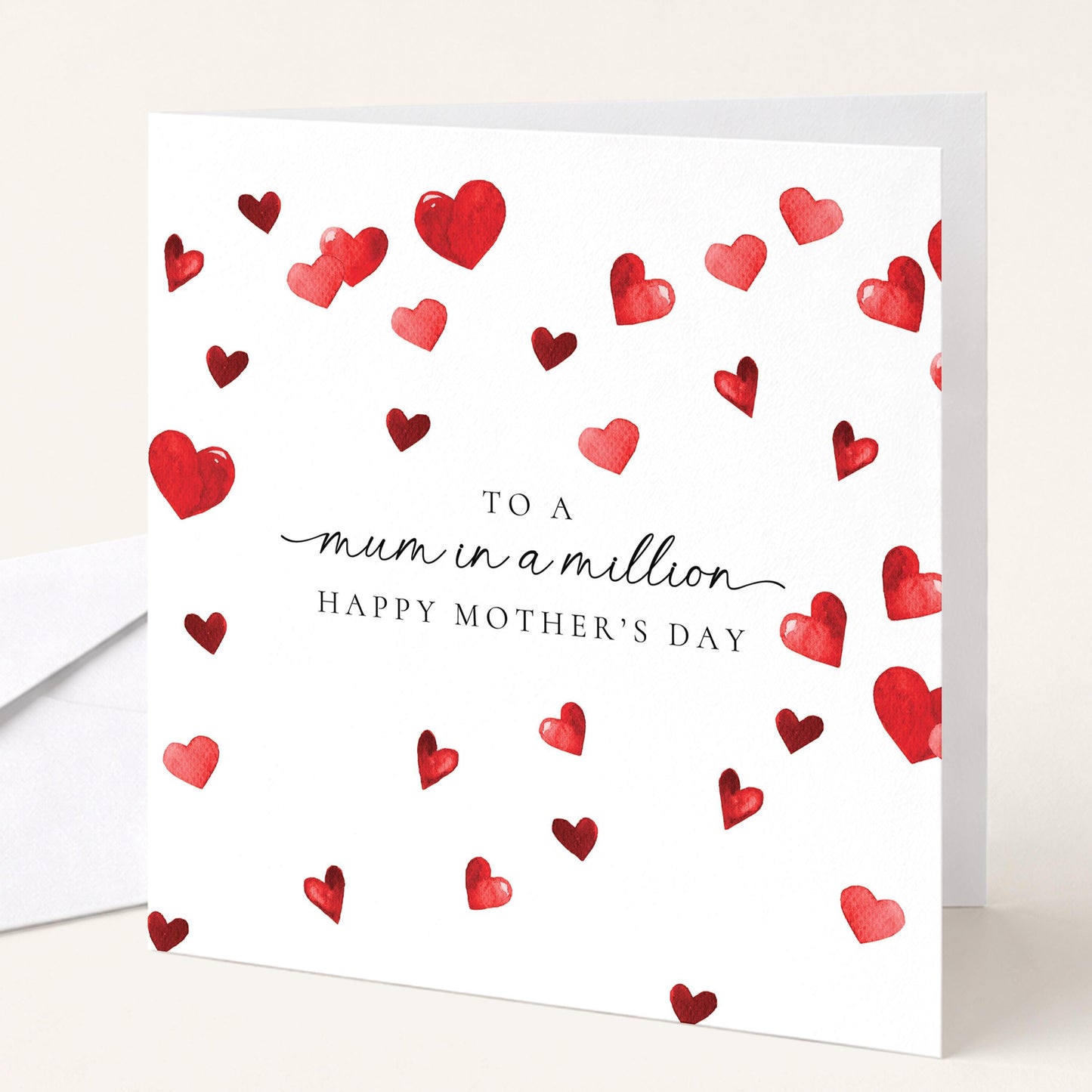 Mothers Day Card – Personalised Mum Greeting Card With Heart Design & Matte Finish