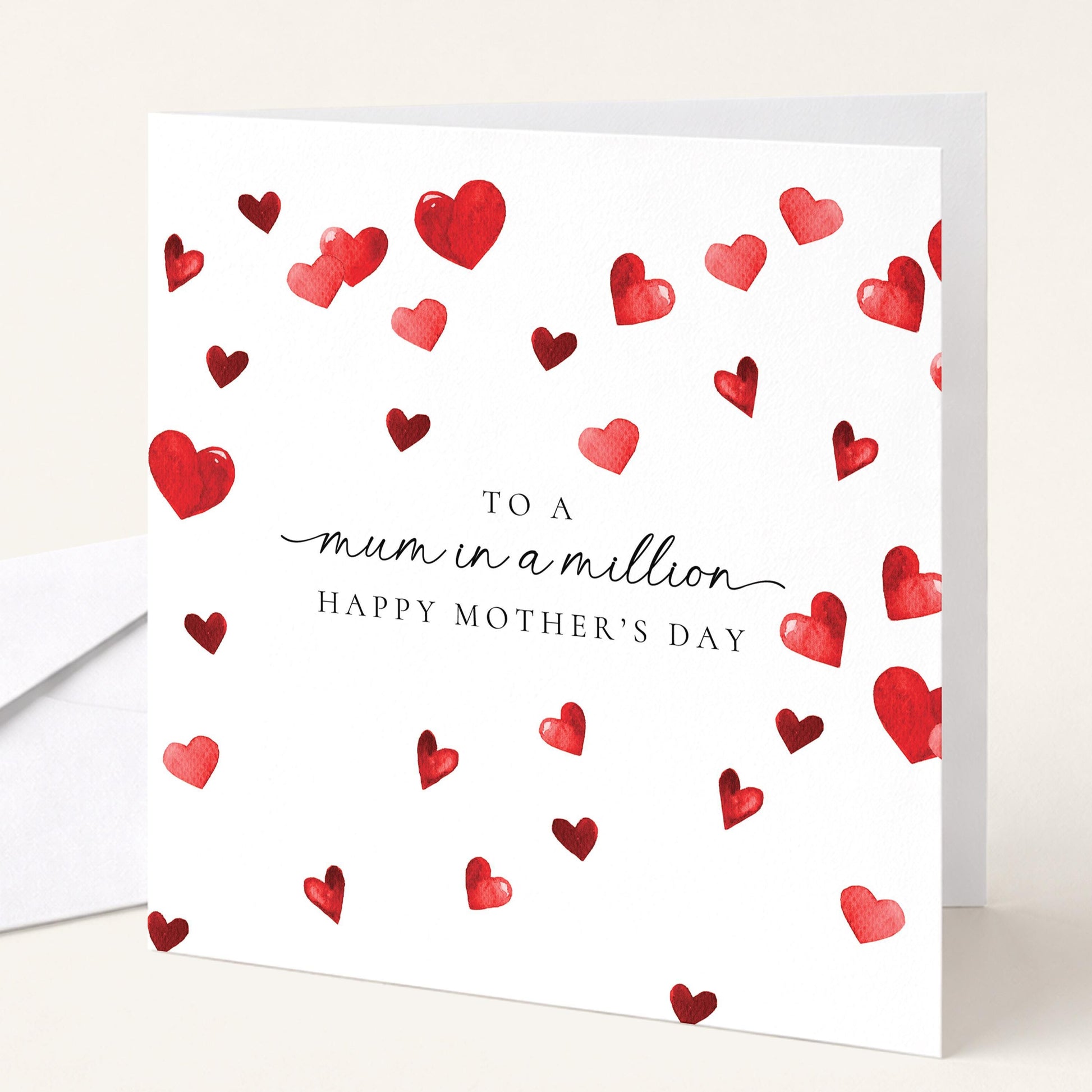 Mothers Day Card – Personalised Mum Greeting Card With Heart Design & Matte Finish
