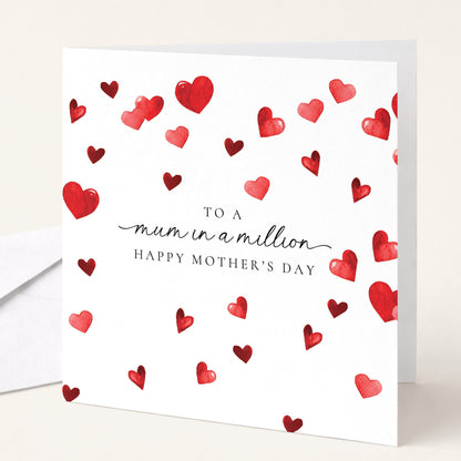 Mothers Day Card – Personalised Mum Greeting Card With Heart Design & Matte Finish
