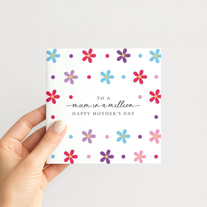 Mother's Day Card – Personalised Mum Greeting Card With Modern Floral Design