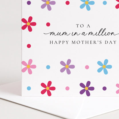 Mother's Day Card – Personalised Mum Greeting Card With Modern Floral Design