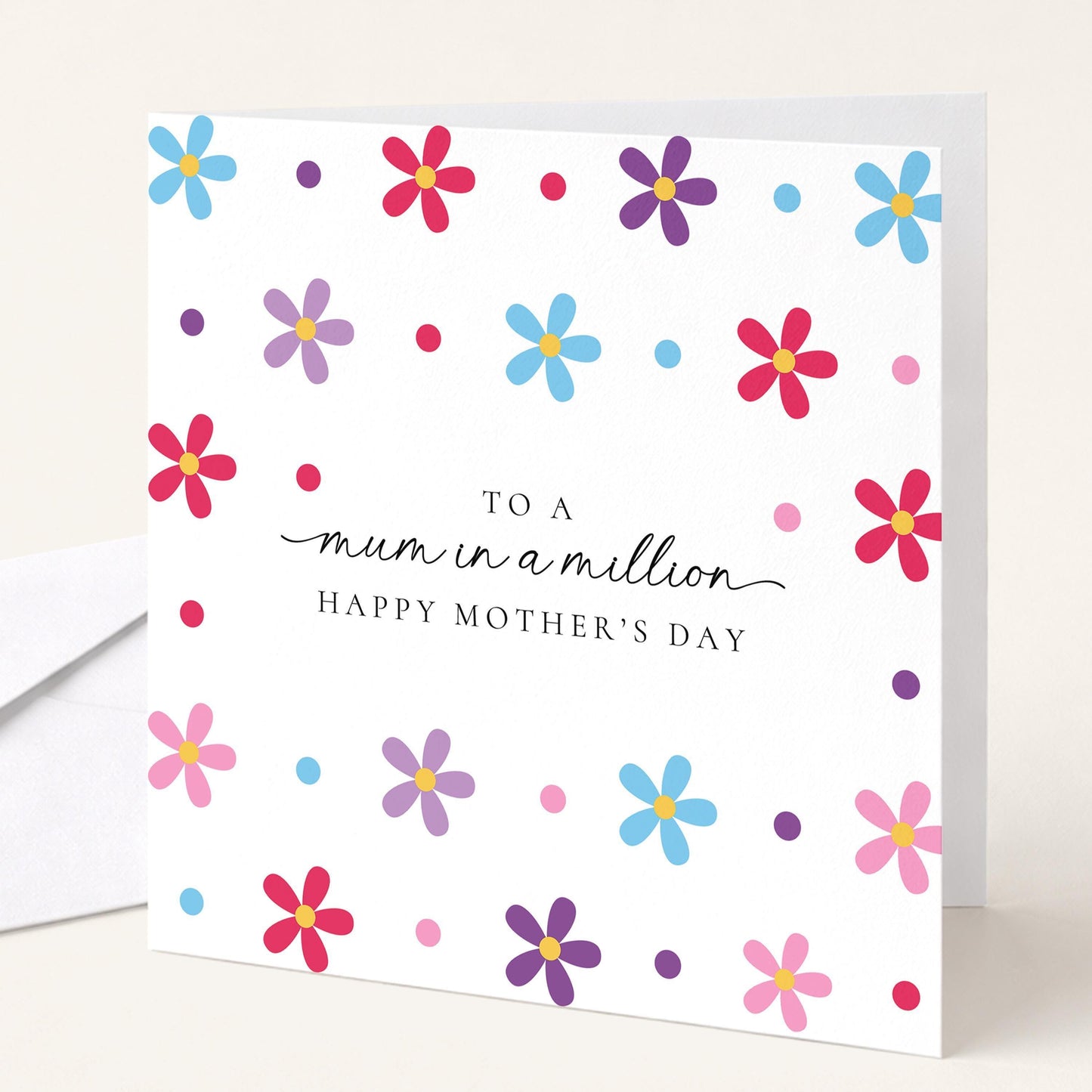Mother's Day Card – Personalised Mum Greeting Card With Modern Floral Design