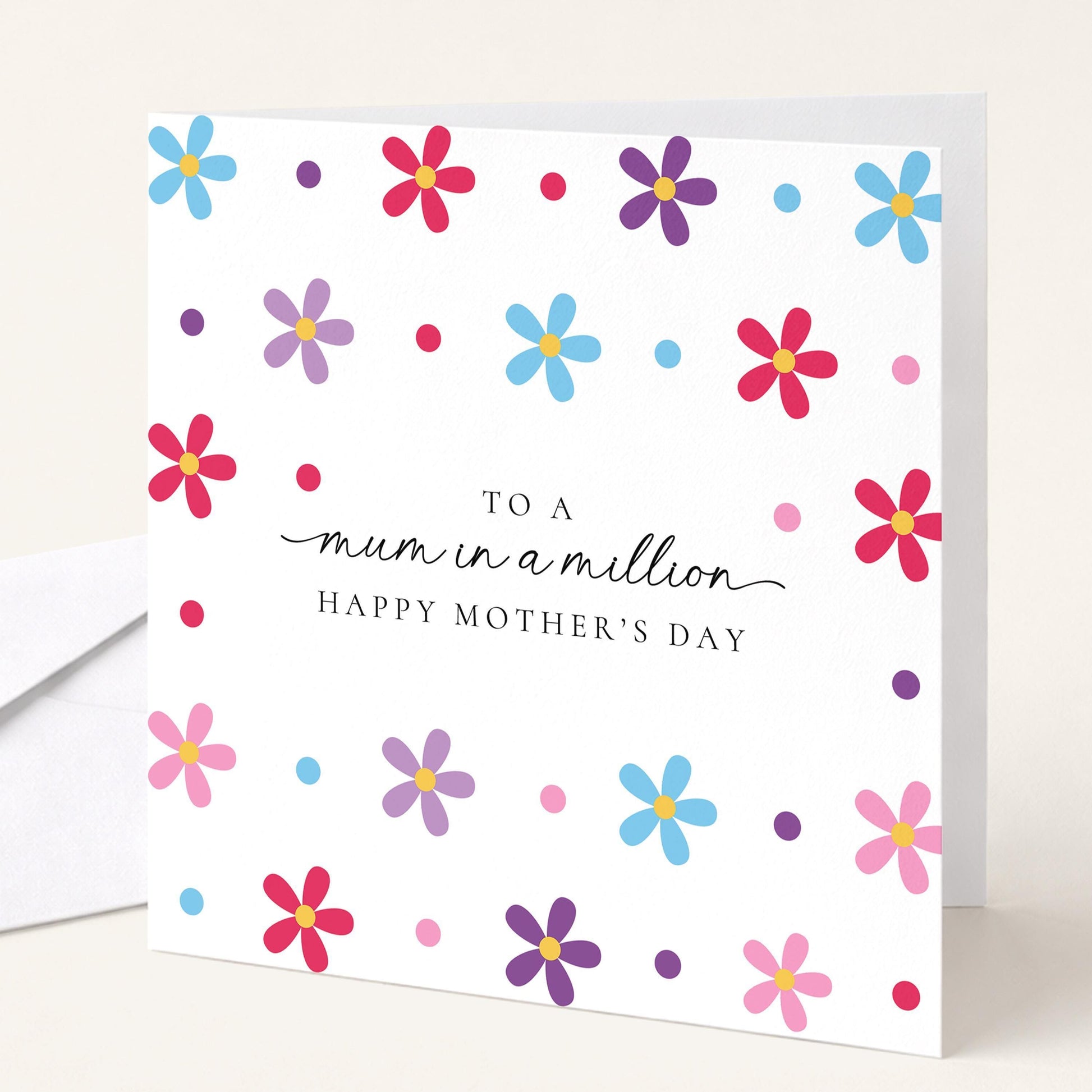 Mother's Day Card – Personalised Mum Greeting Card With Modern Floral Design
