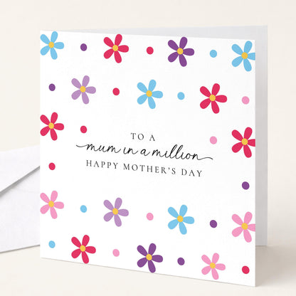 Mother's Day Card – Personalised Mum Greeting Card With Modern Floral Design