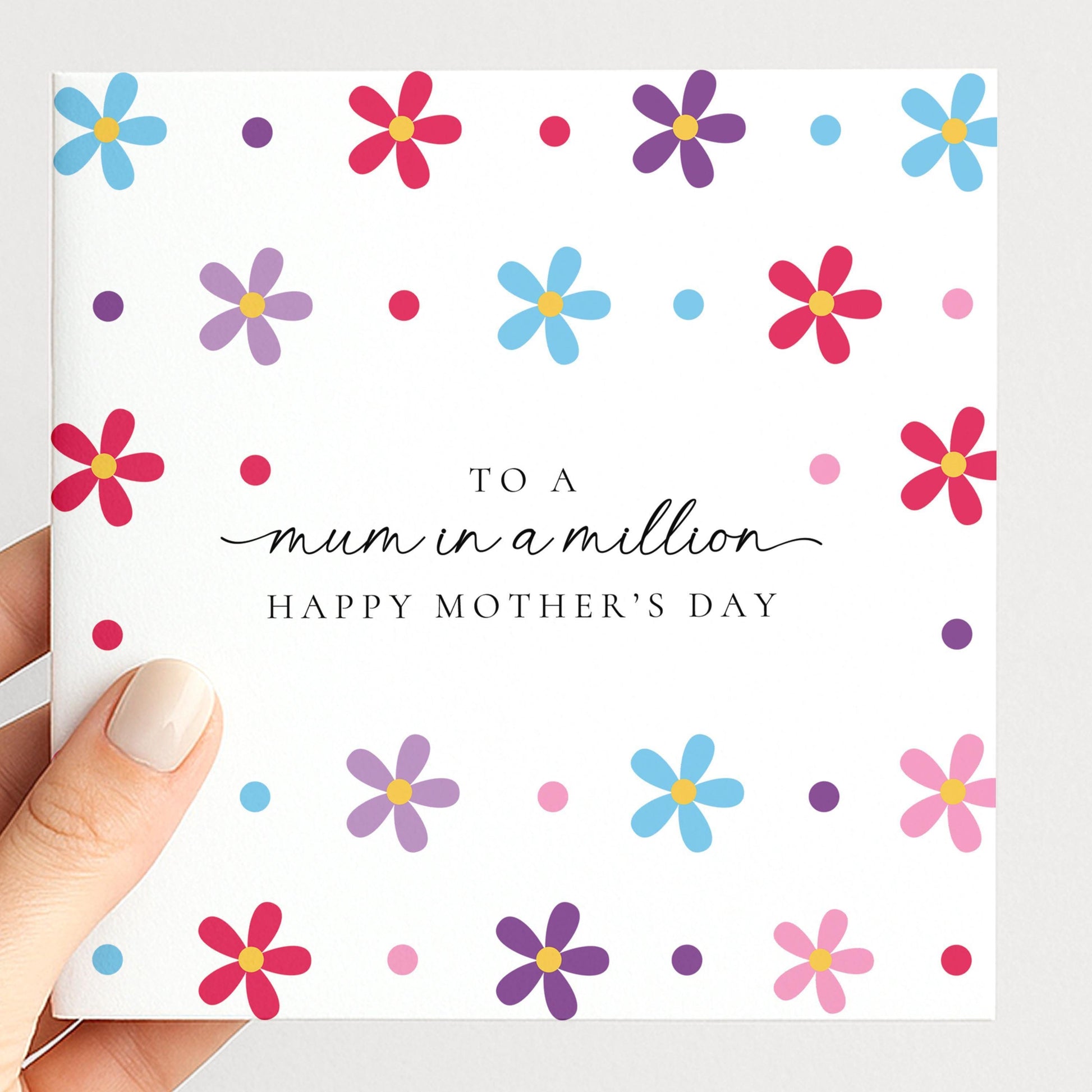 Mother's Day Card – Personalised Mum Greeting Card With Modern Floral Design