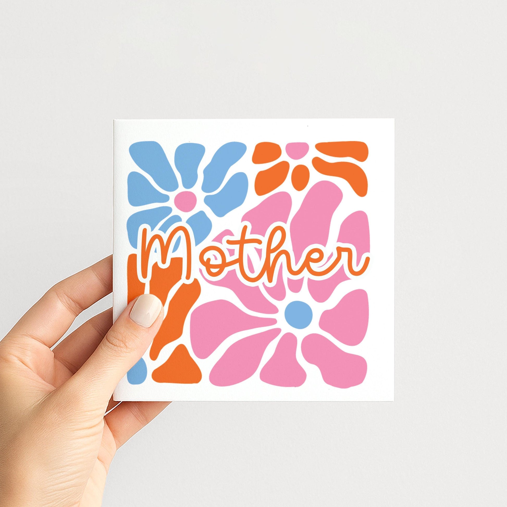 Mothers Day Card – Personalised Retro Flower Design | Bright Colourful Mum Greeting