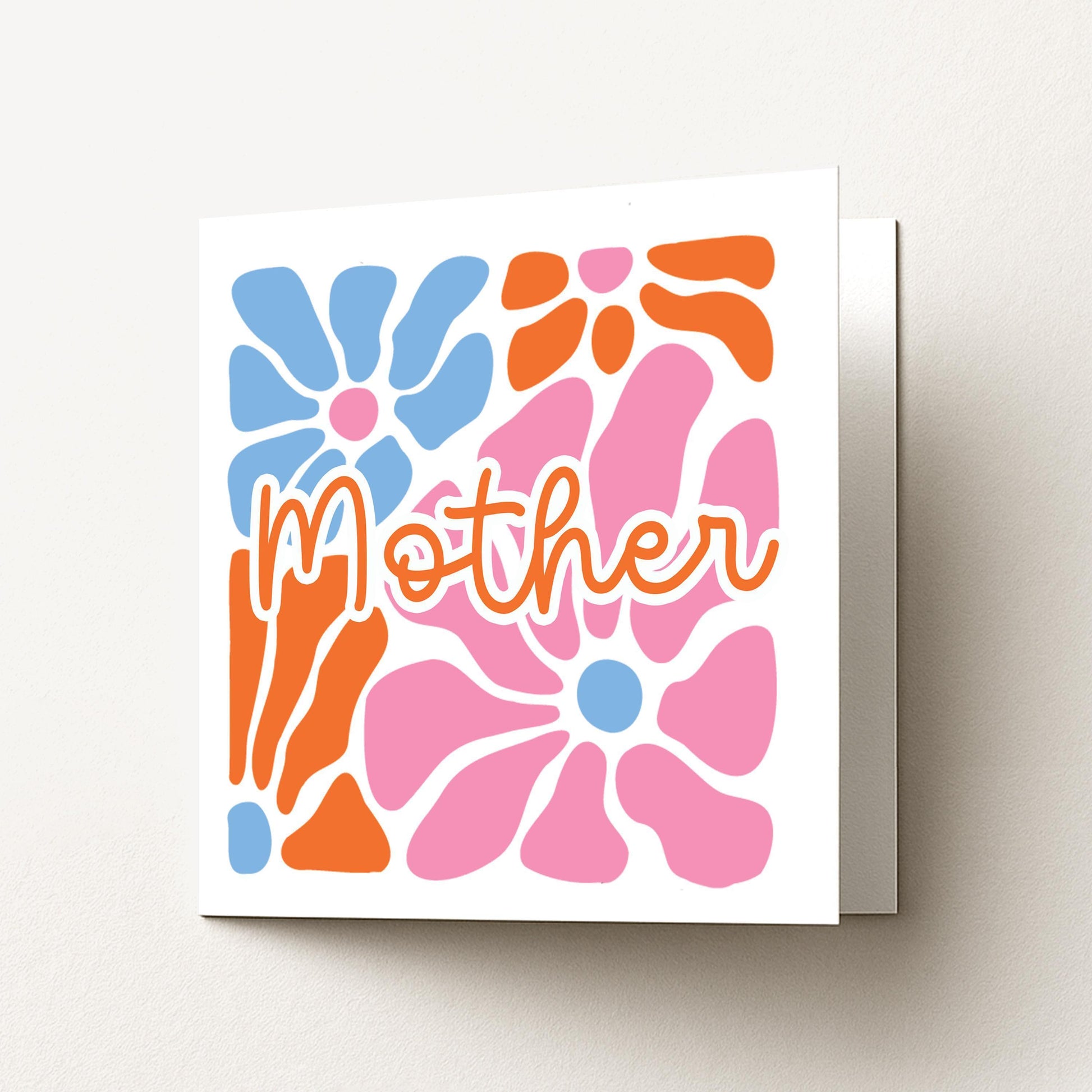 Mothers Day Card – Personalised Retro Flower Design | Bright Colourful Mum Greeting