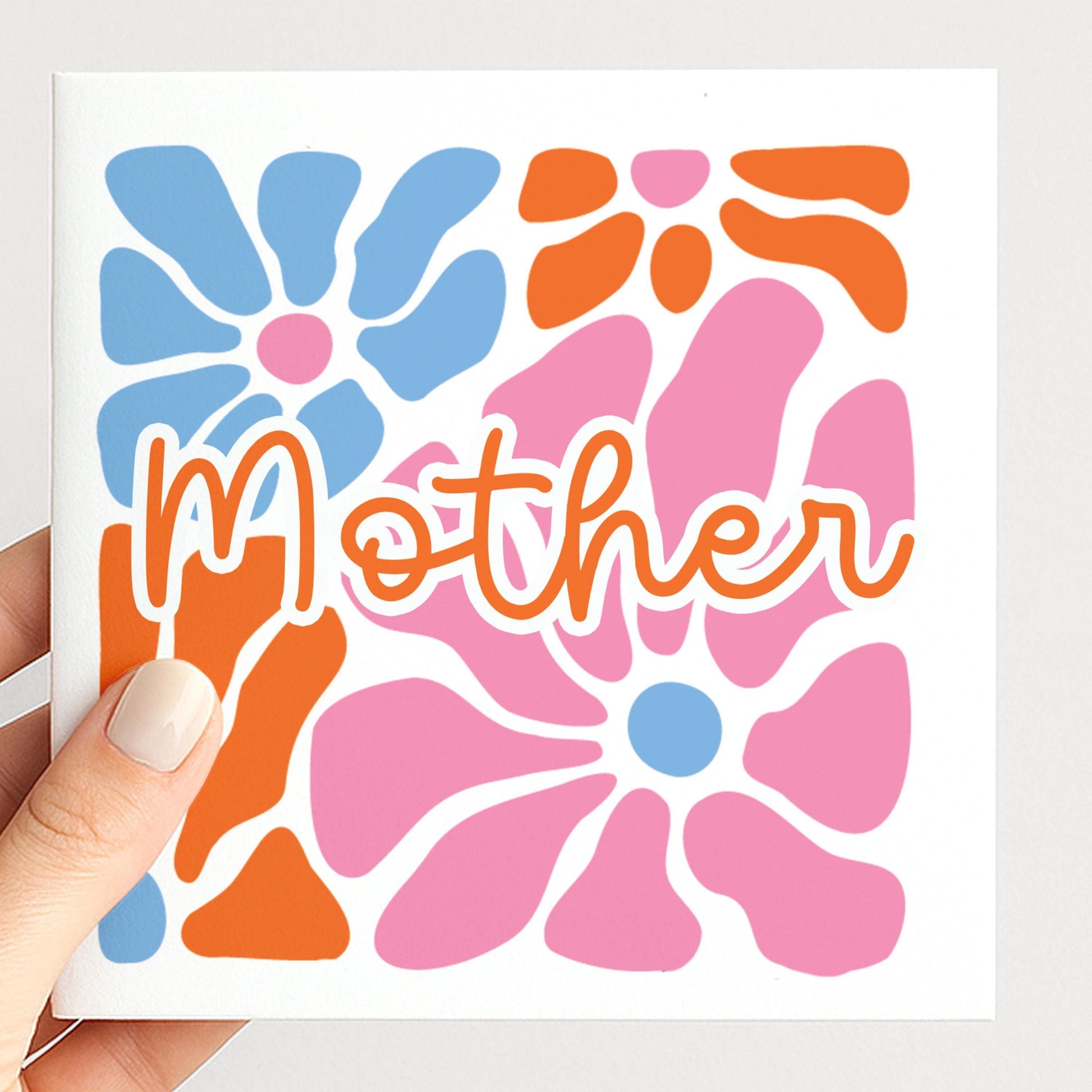Mothers Day Card – Personalised Retro Flower Design | Bright Colourful Mum Greeting