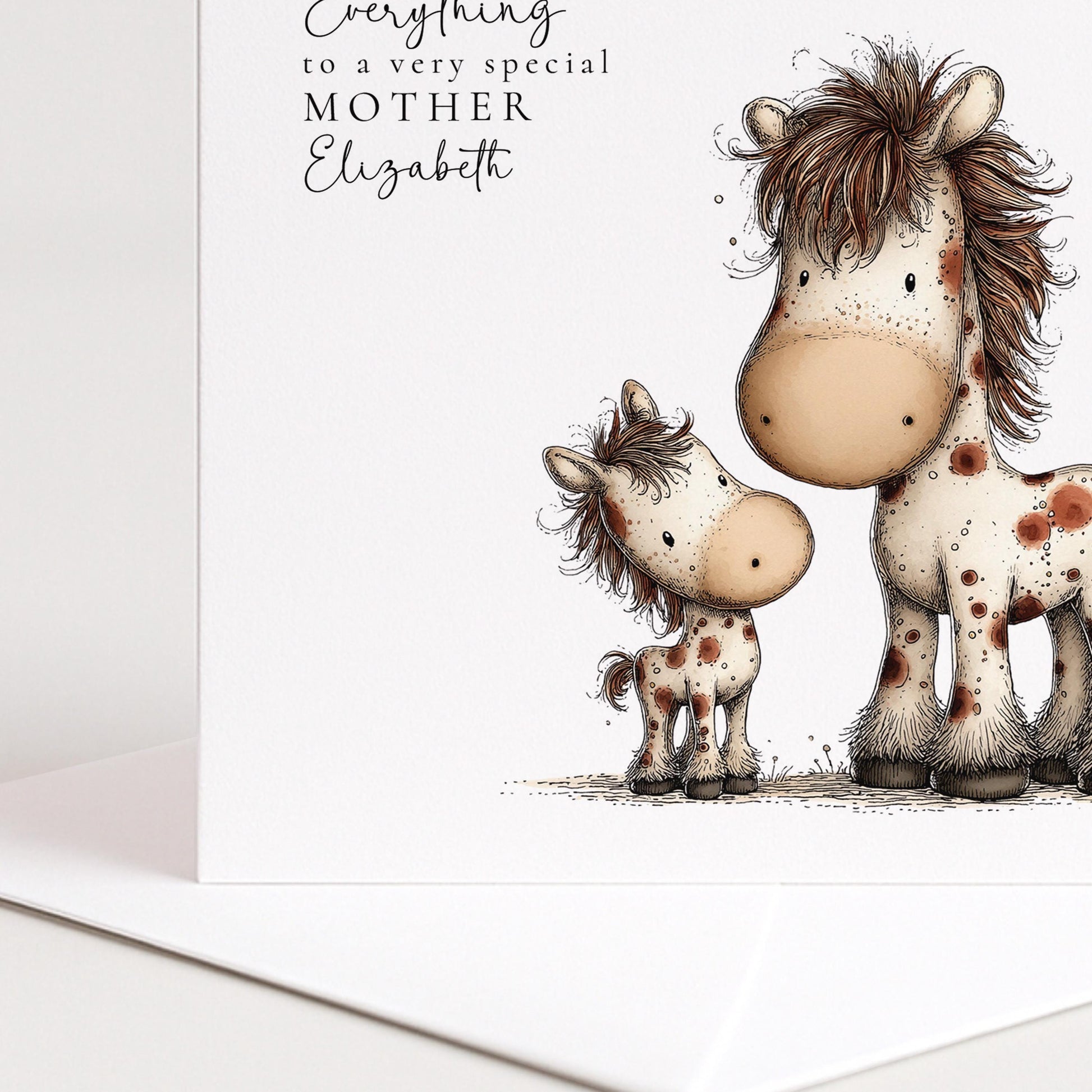 Mother’s Day Card – Personalised Thank You Mum Card With Horse Lover Gift