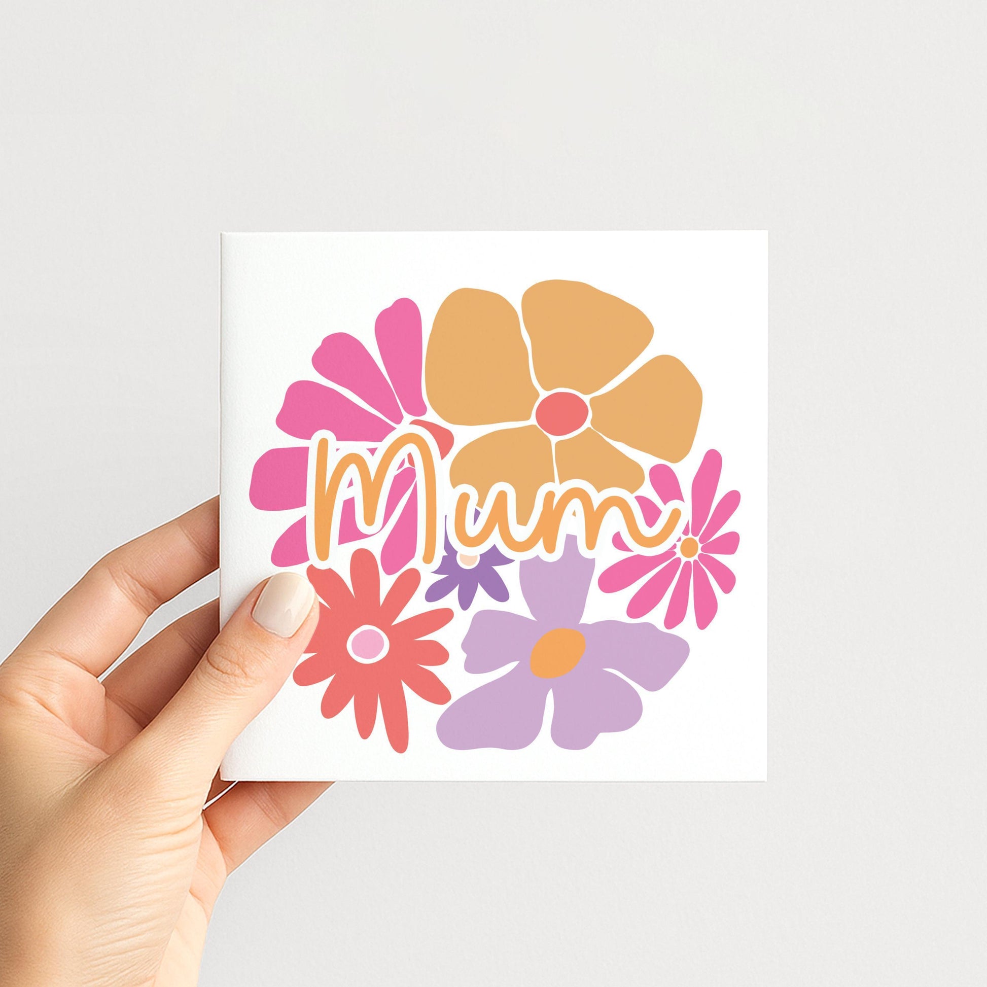Mothers Day Card – Retro Flower Card | Personalised Bright Cheerful Greeting