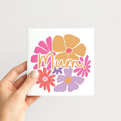 Mothers Day Card – Retro Flower Card | Personalised Bright Cheerful Greeting