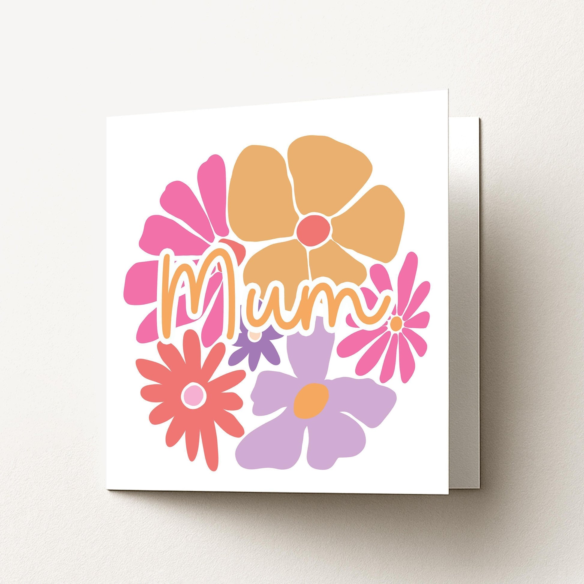 Mothers Day Card – Retro Flower Card | Personalised Bright Cheerful Greeting