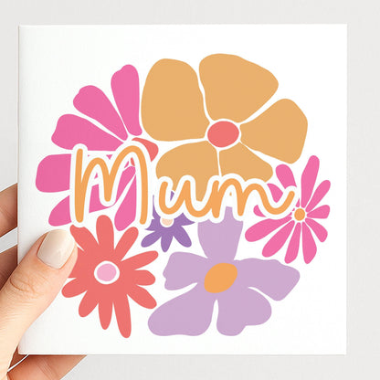 Mothers Day Card – Retro Flower Card | Personalised Bright Cheerful Greeting