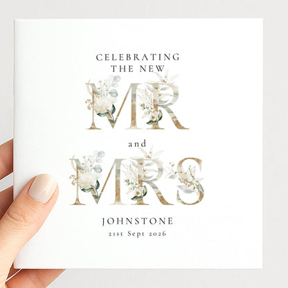 Mr and Mrs Wedding Card – Elegant Floral Design | Personalised Keepsake