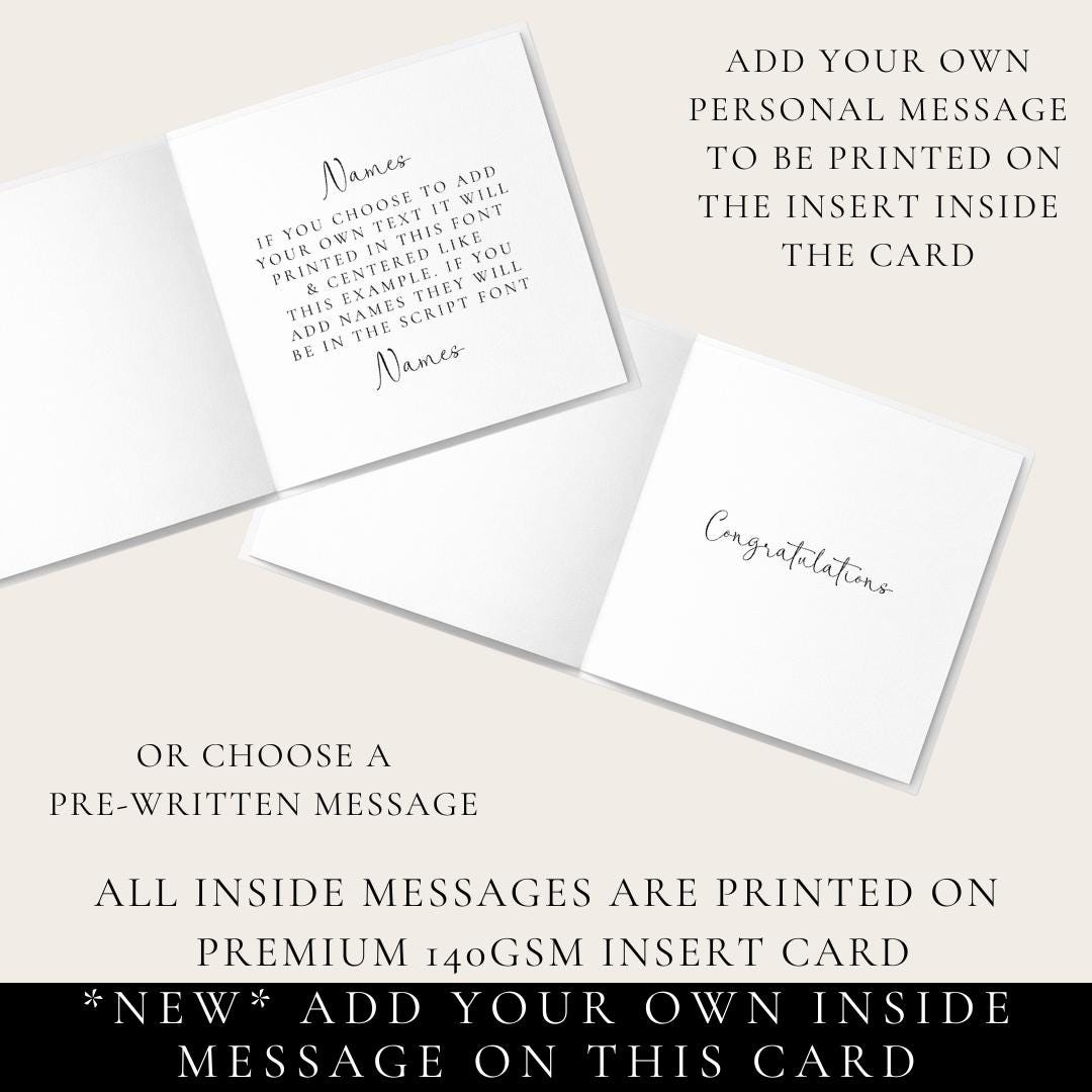 Mrs and Mrs Wedding Card – Personalised Name & Date Elegant Matte Card