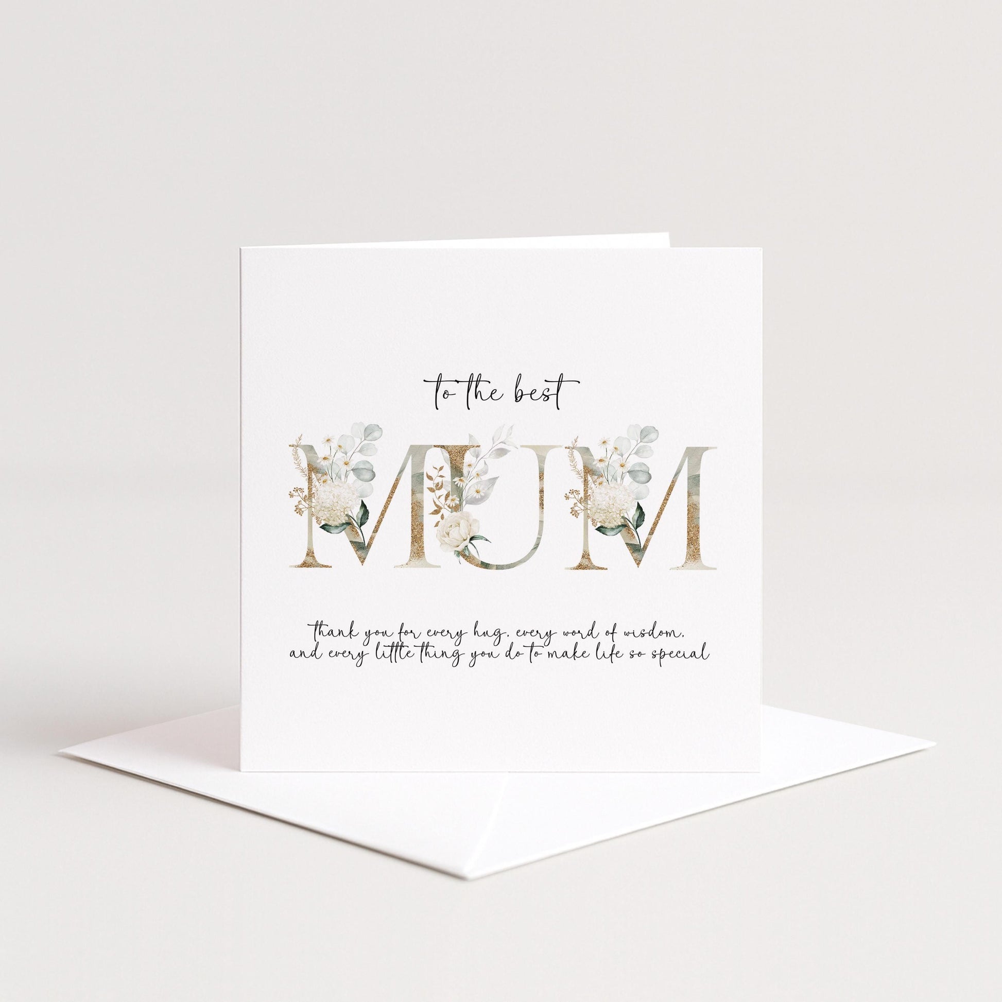Mum Birthday Card – Elegant Floral Design With Gold Foil Lettering & Premium Matte Finish