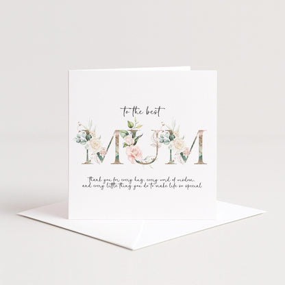 Mum Birthday Card – Personalised Floral Greeting Card With Heartfelt Message