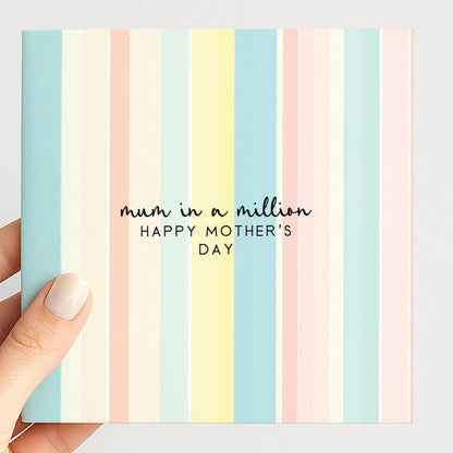 Mum In A Million Card – Modern Pastel Mother's Day Greeting With Heartfelt Message