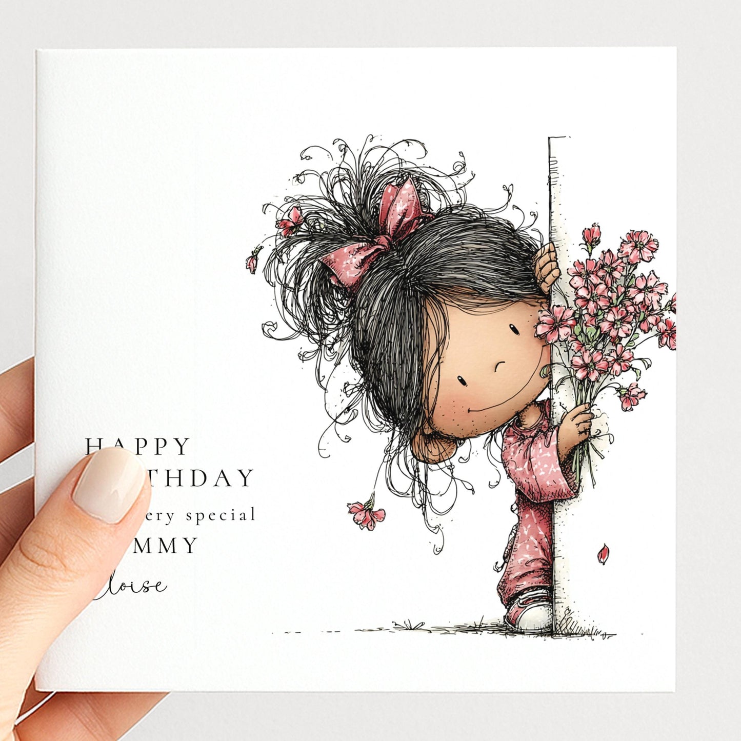 Mummy Birthday Card – Personalised Floral Design From Daughter With Heartfelt Message