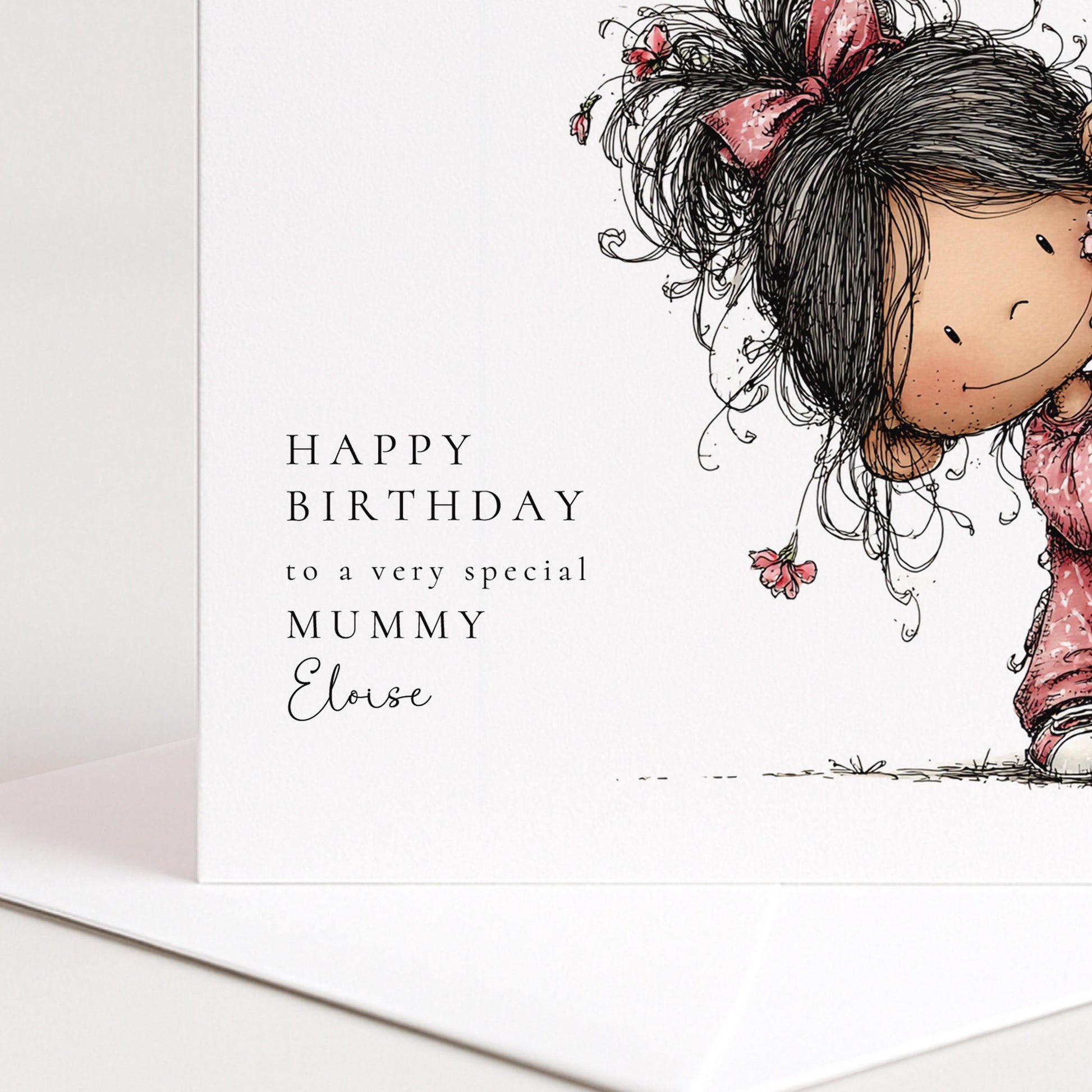 Mummy Birthday Card – Personalised Floral Design From Daughter With Heartfelt Message