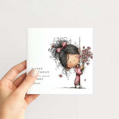 Mummy Birthday Card – Personalised Floral Design From Daughter With Heartfelt Message