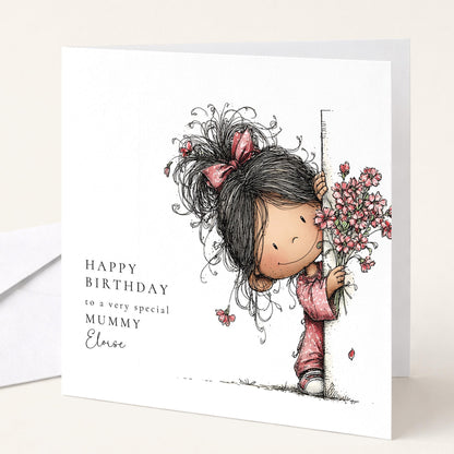 Mummy Birthday Card – Personalised Floral Design From Daughter With Heartfelt Message