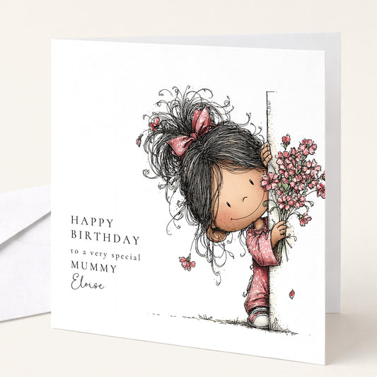Mummy Birthday Card – Personalised Floral Design From Daughter With Heartfelt Message