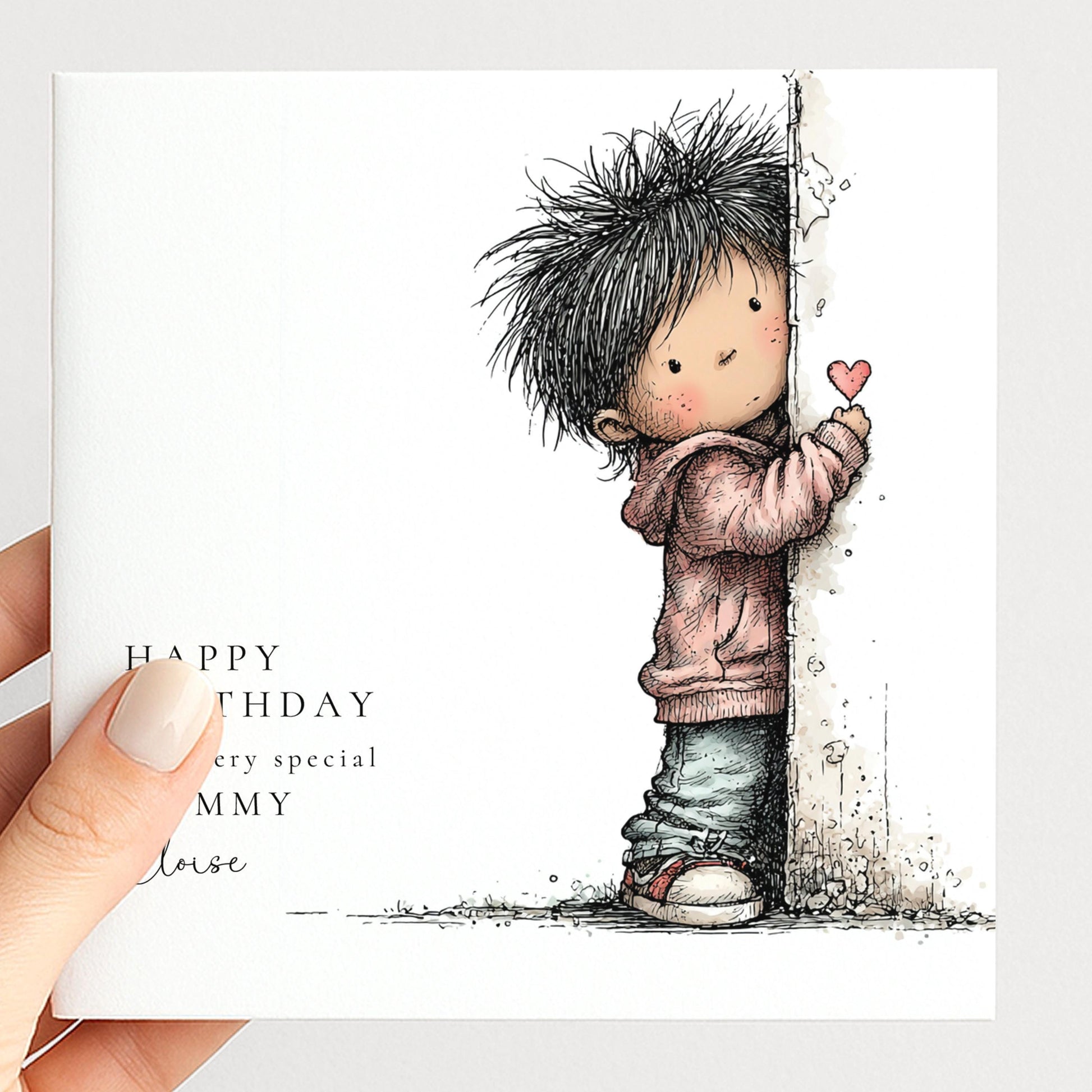Mummy Birthday Card – Personalised Keepsake From Son With Hand-Drawn Design