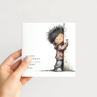 Mummy Birthday Card – Personalised Keepsake From Son With Hand-Drawn Design