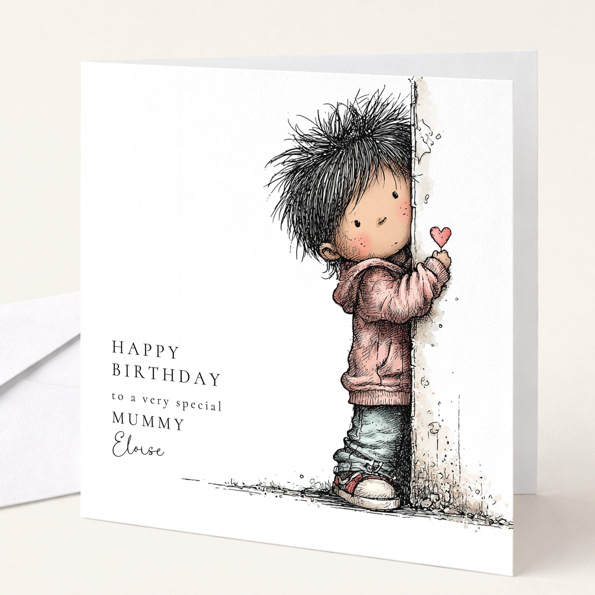 Mummy Birthday Card – Personalised Keepsake From Son With Hand-Drawn Design
