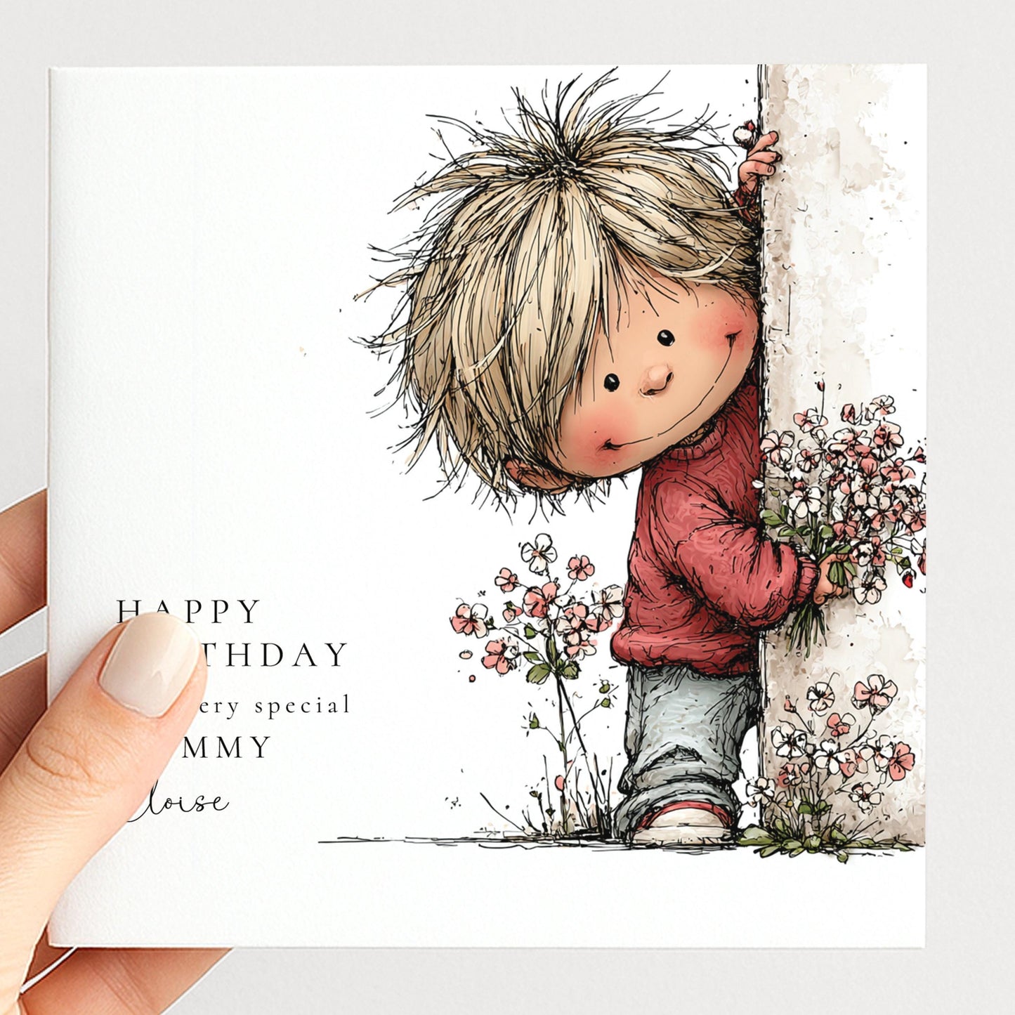 Mummy Birthday Card | Personalised Son To Mum Keepsake With Floral Design