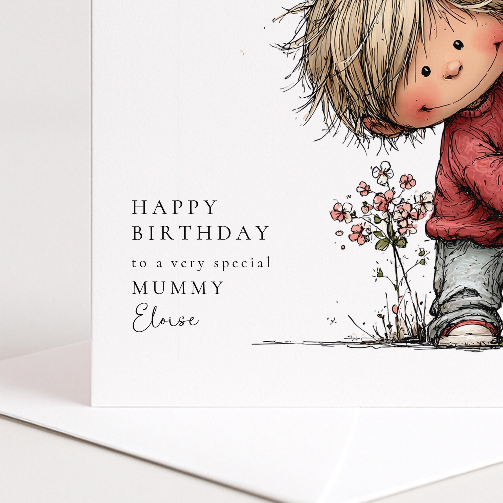 Mummy Birthday Card | Personalised Son To Mum Keepsake With Floral Design