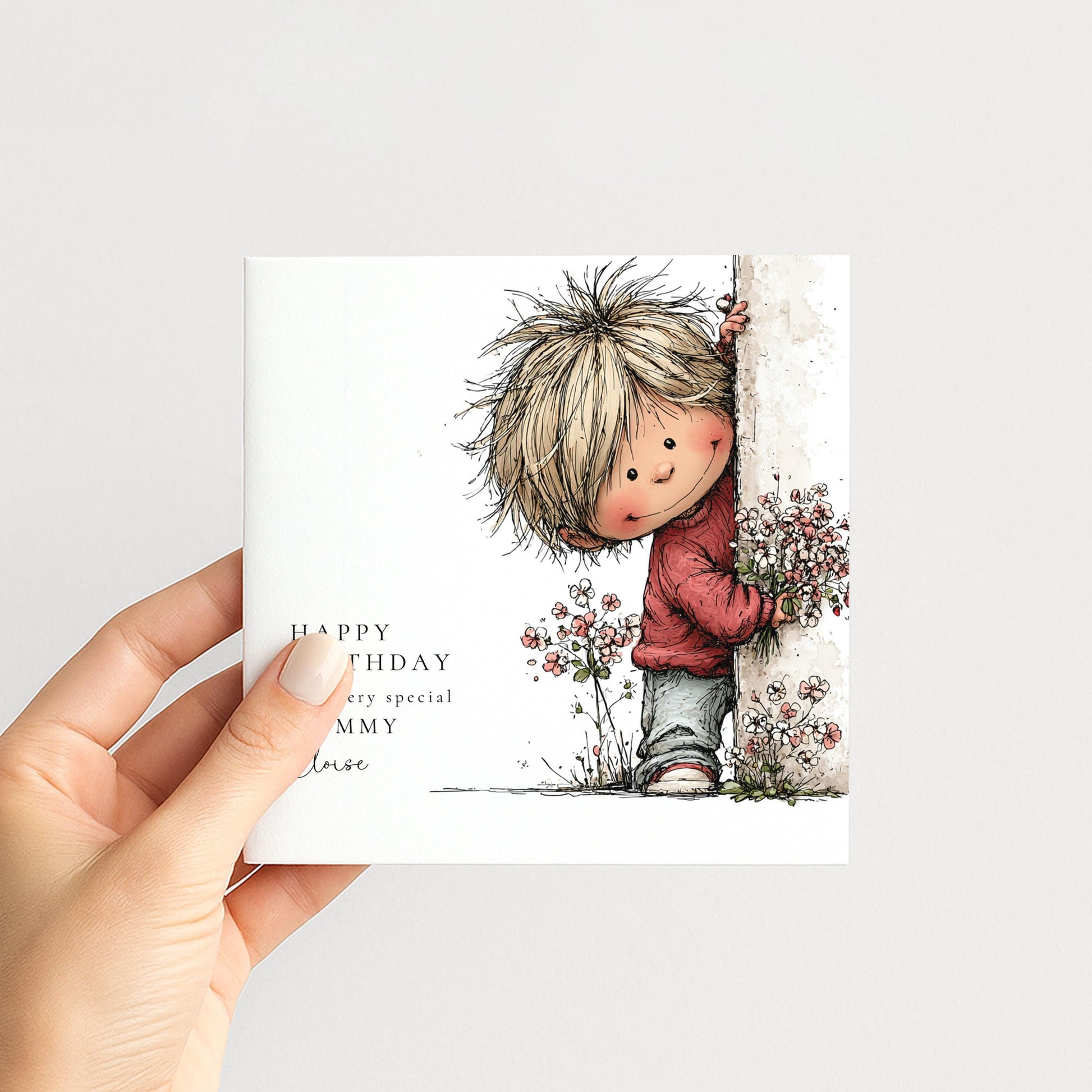Mummy Birthday Card | Personalised Son To Mum Keepsake With Floral Design