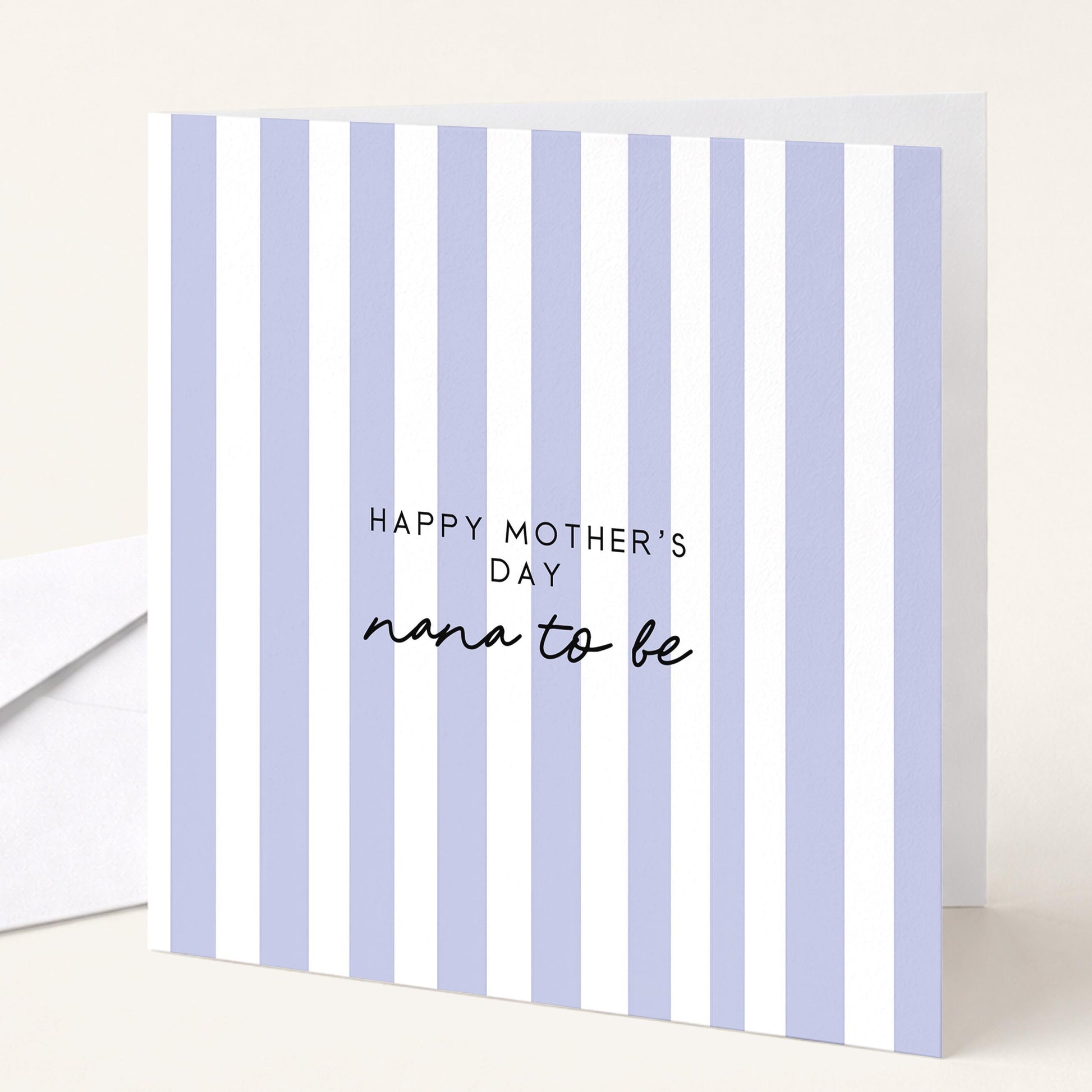 Nana to Be Card – Personalised Mother's Day Greeting With Pink Stripe Design
