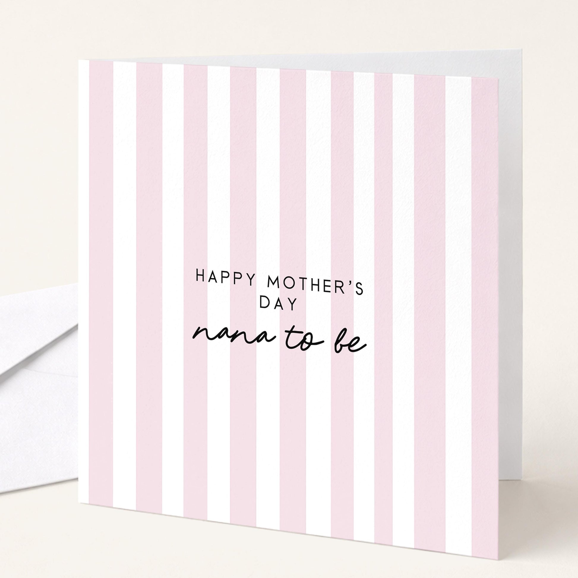 Nana to Be Card – Personalised Mother's Day Greeting With Pink Stripe Design