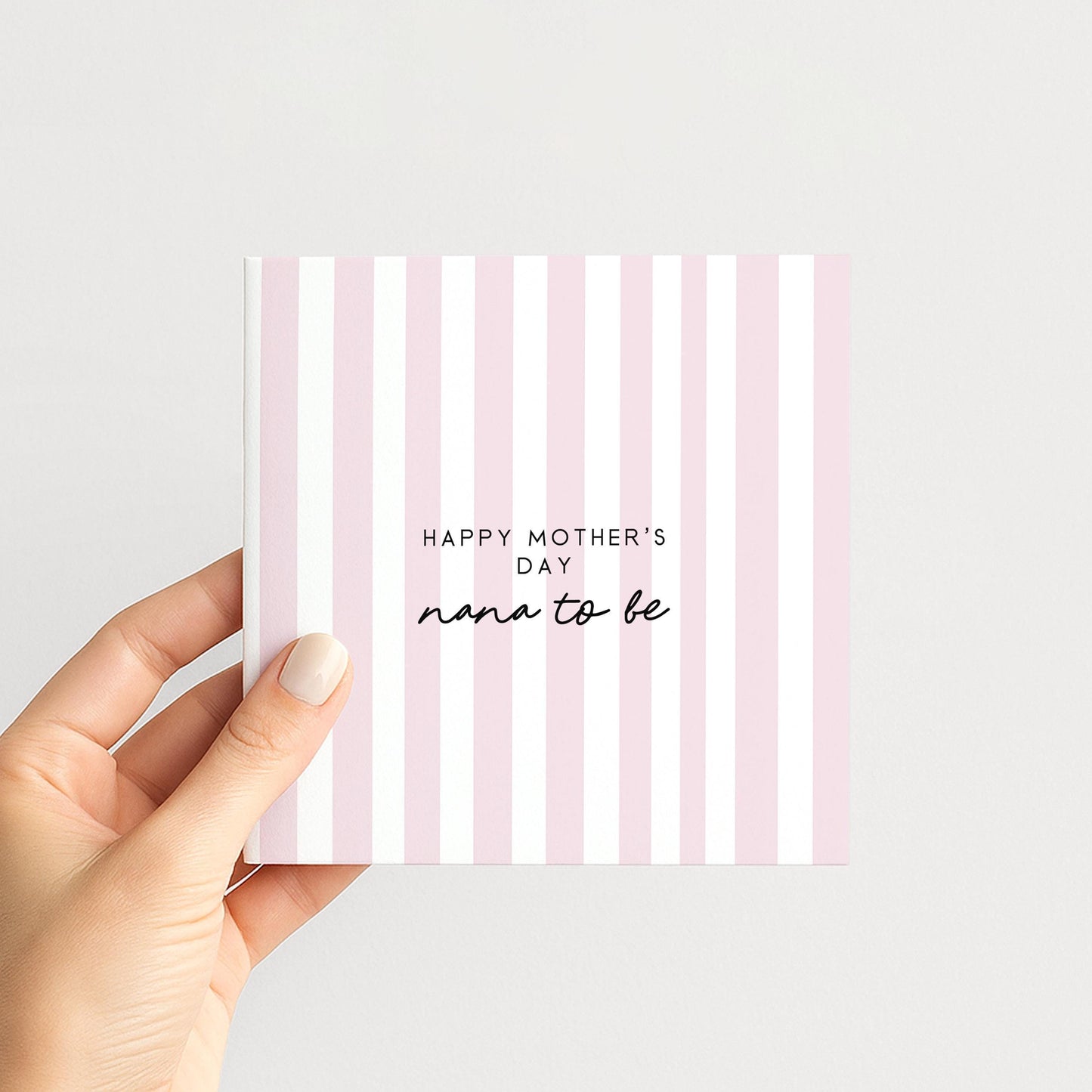 Nana to Be Card – Personalised Mother's Day Greeting With Pink Stripe Design