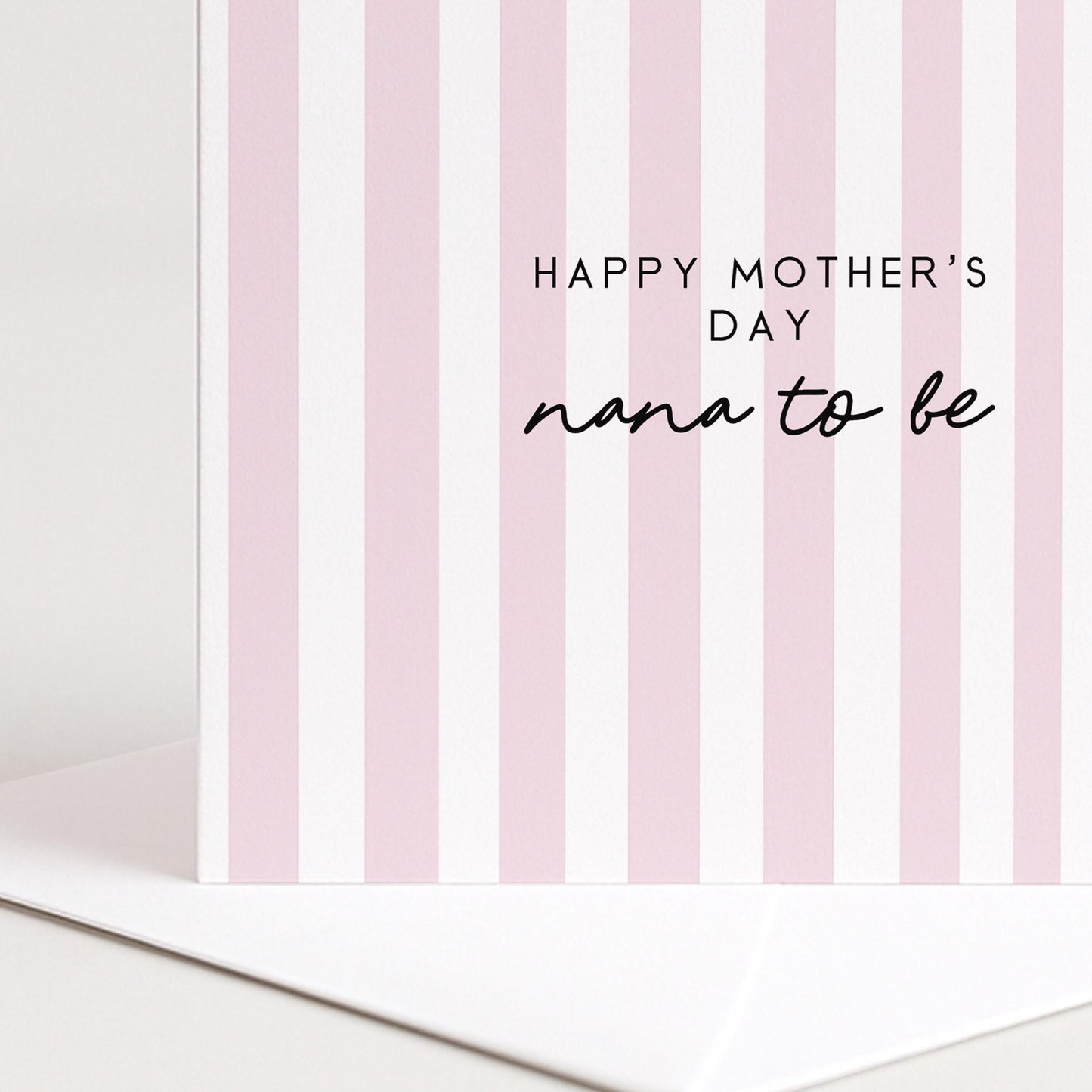 Nana to Be Card – Personalised Mother's Day Greeting With Pink Stripe Design