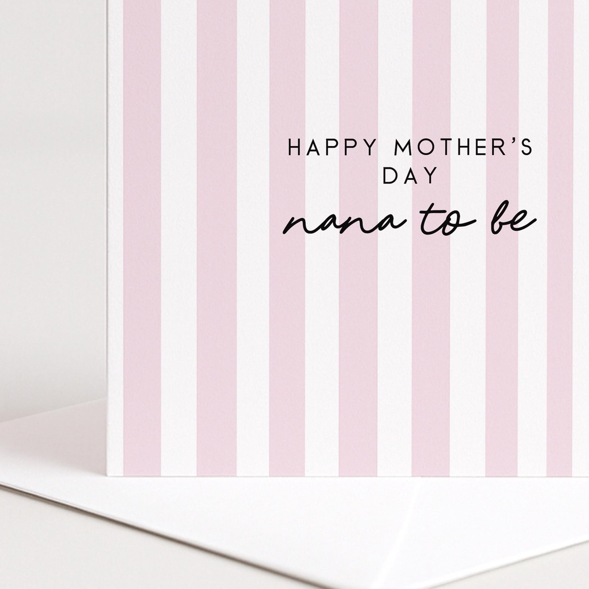 Nana to Be Card – Personalised Mother's Day Greeting With Pink Stripe Design