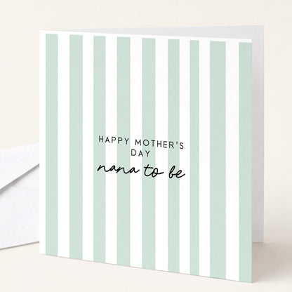 Nana to Be Card – Personalised Mother's Day Greeting With Pink Stripe Design