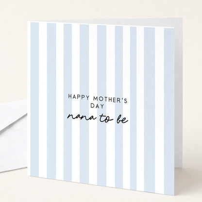 Nana to Be Card – Personalised Mother's Day Greeting With Pink Stripe Design