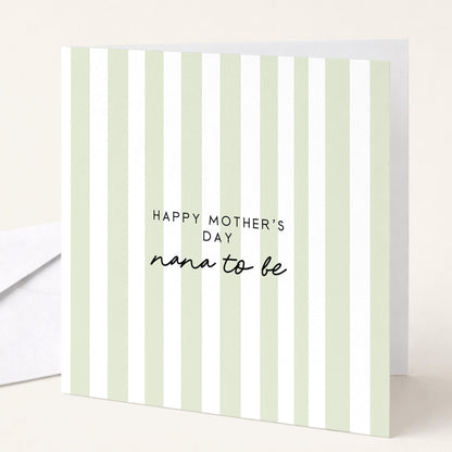Nana to Be Card – Personalised Mother's Day Greeting With Pink Stripe Design