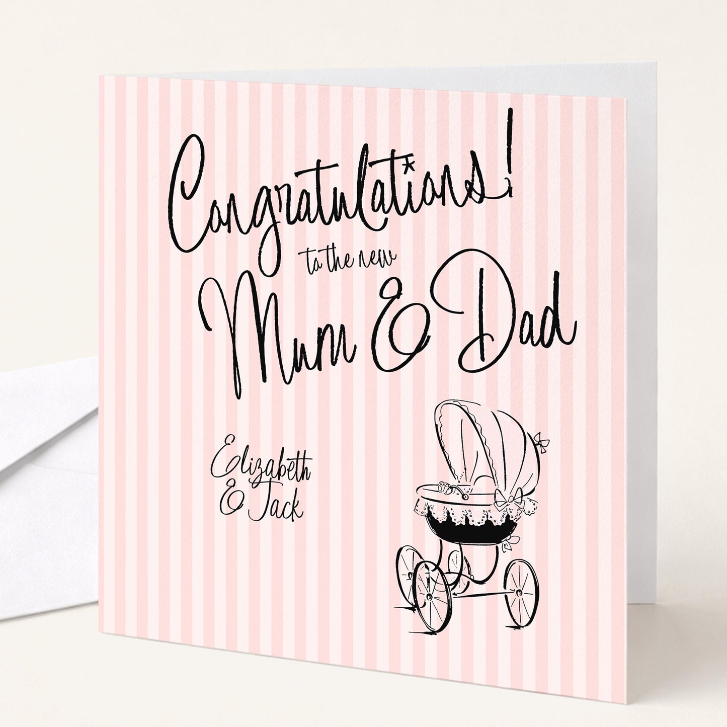 New Baby Girl Card for Mum and Dad Pink