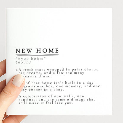New Home Card – Minimalist Definition Style Card With Matte Finish & Envelope