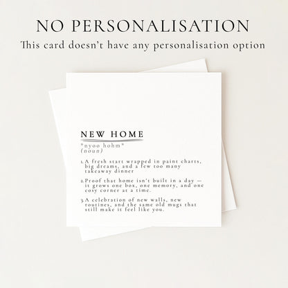 New Home Card – Minimalist Definition Style Card With Matte Finish & Envelope