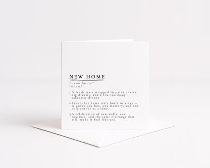 New Home Card – Minimalist Definition Style Card With Matte Finish & Envelope