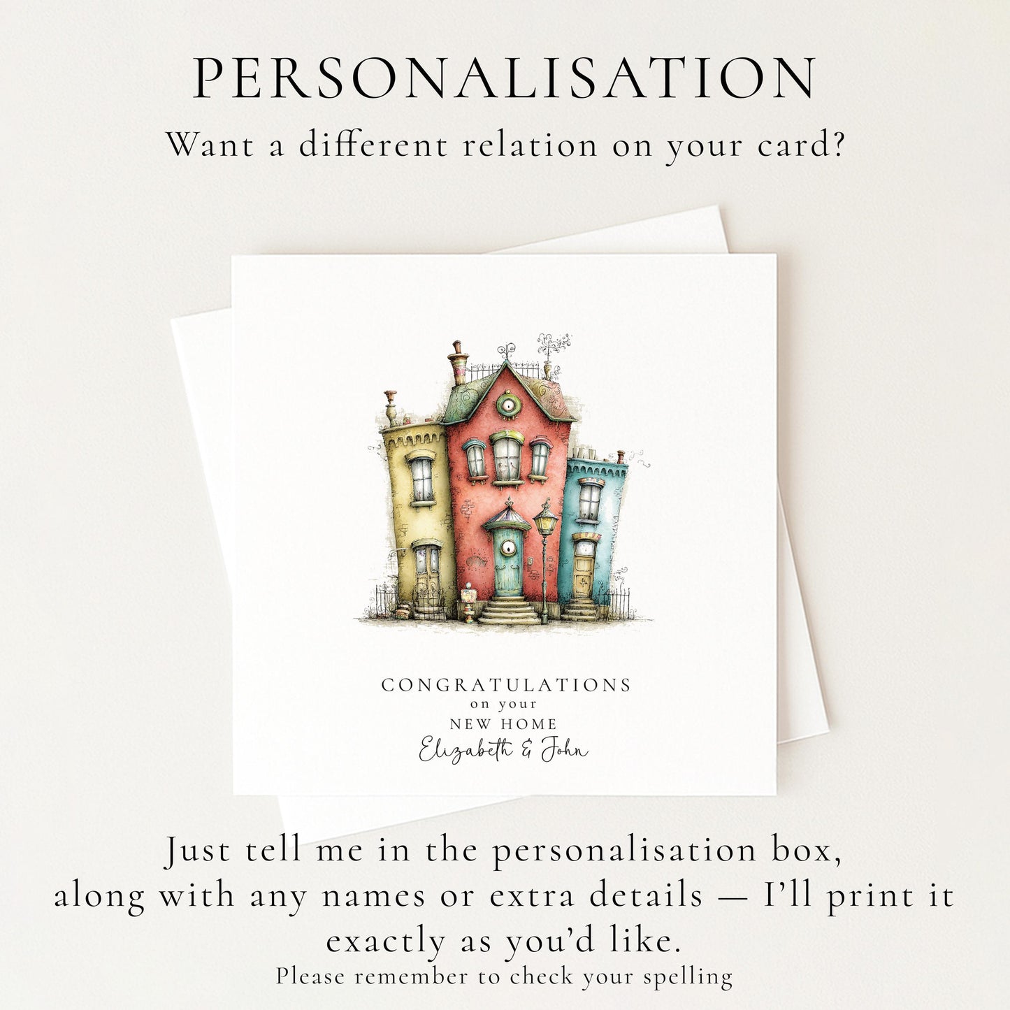 New Home Card – Personalised Greeting Card | Whimsical Illustrated Houses